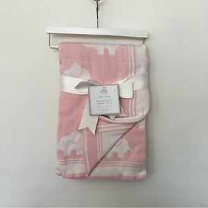 Reversible Little Luxury Sweater Knit Baby Blanket Elephant Print Pink And White
